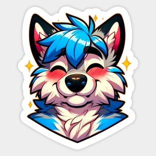 Blushing Happy Furry Anthro Wolf ^_^ Sticker